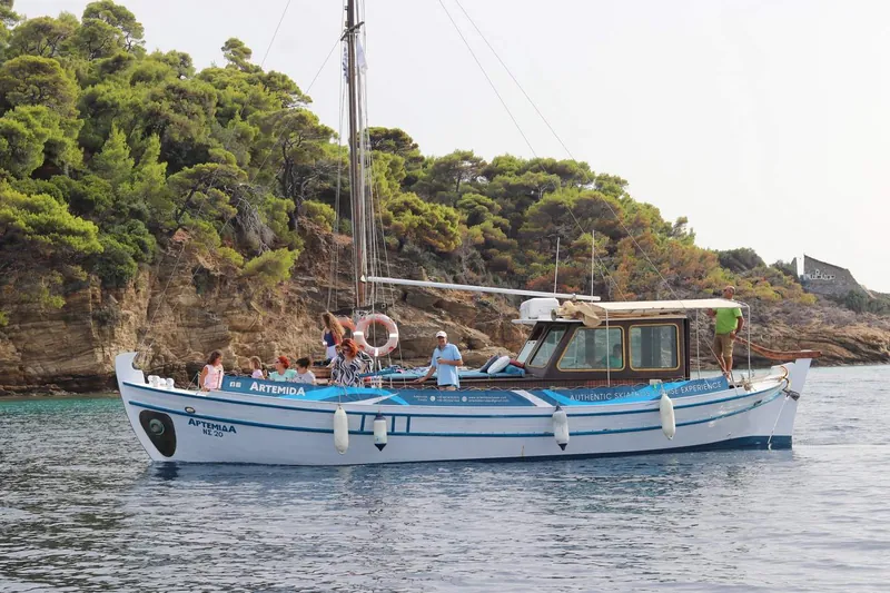 Artemida devant une côte boisée